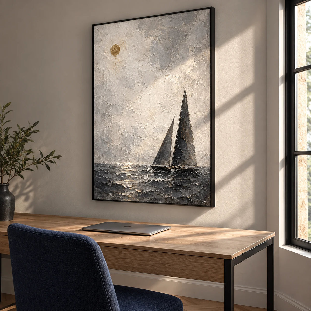 Silent Sail oil painting - study room right-side view