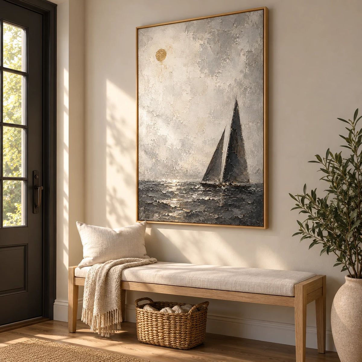 Silent Sail oil painting - entryway right-side view