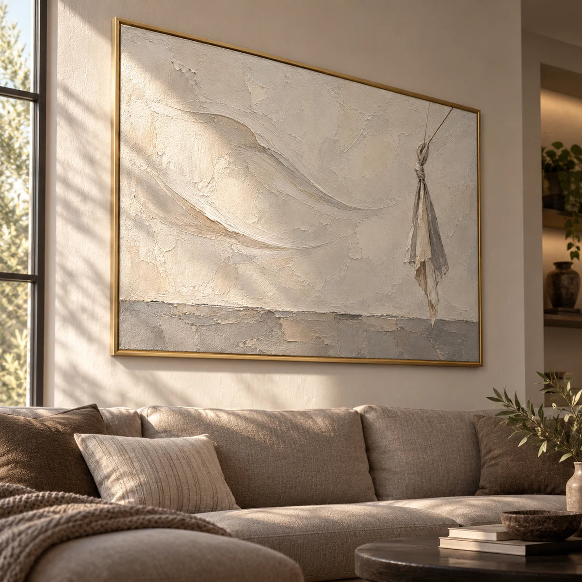 Held by Wind oil painting - living room view
