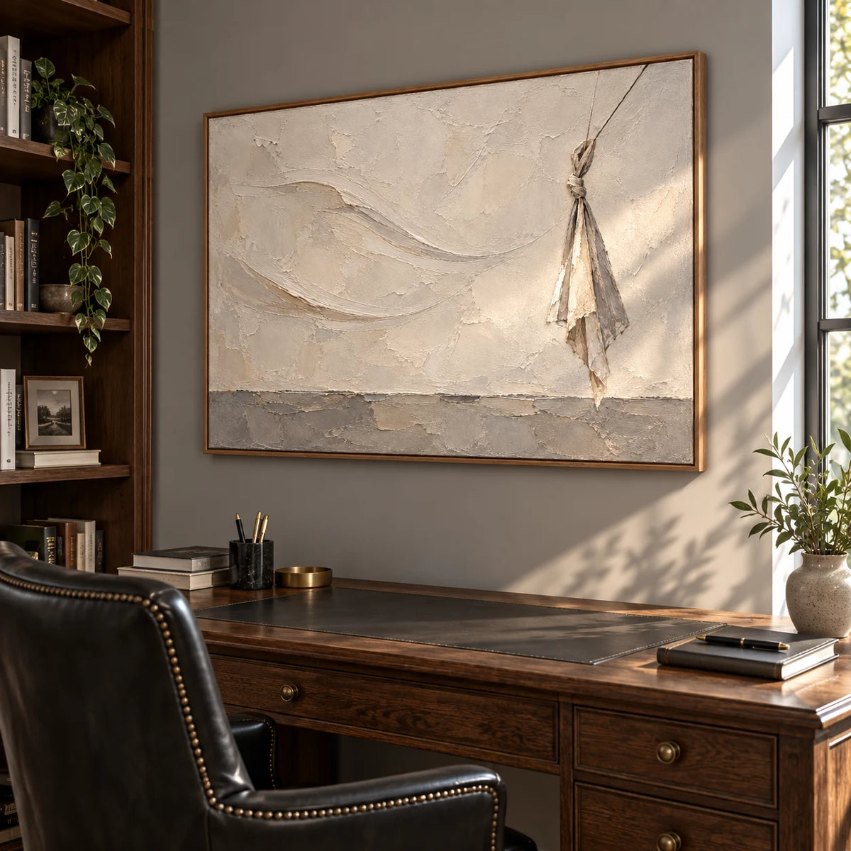 Held by Wind oil painting - study room right-side view