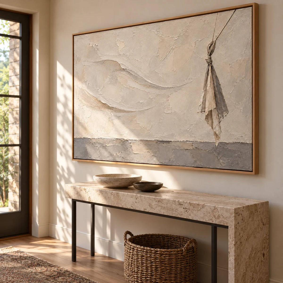 Held by Wind oil painting - entryway right-side view