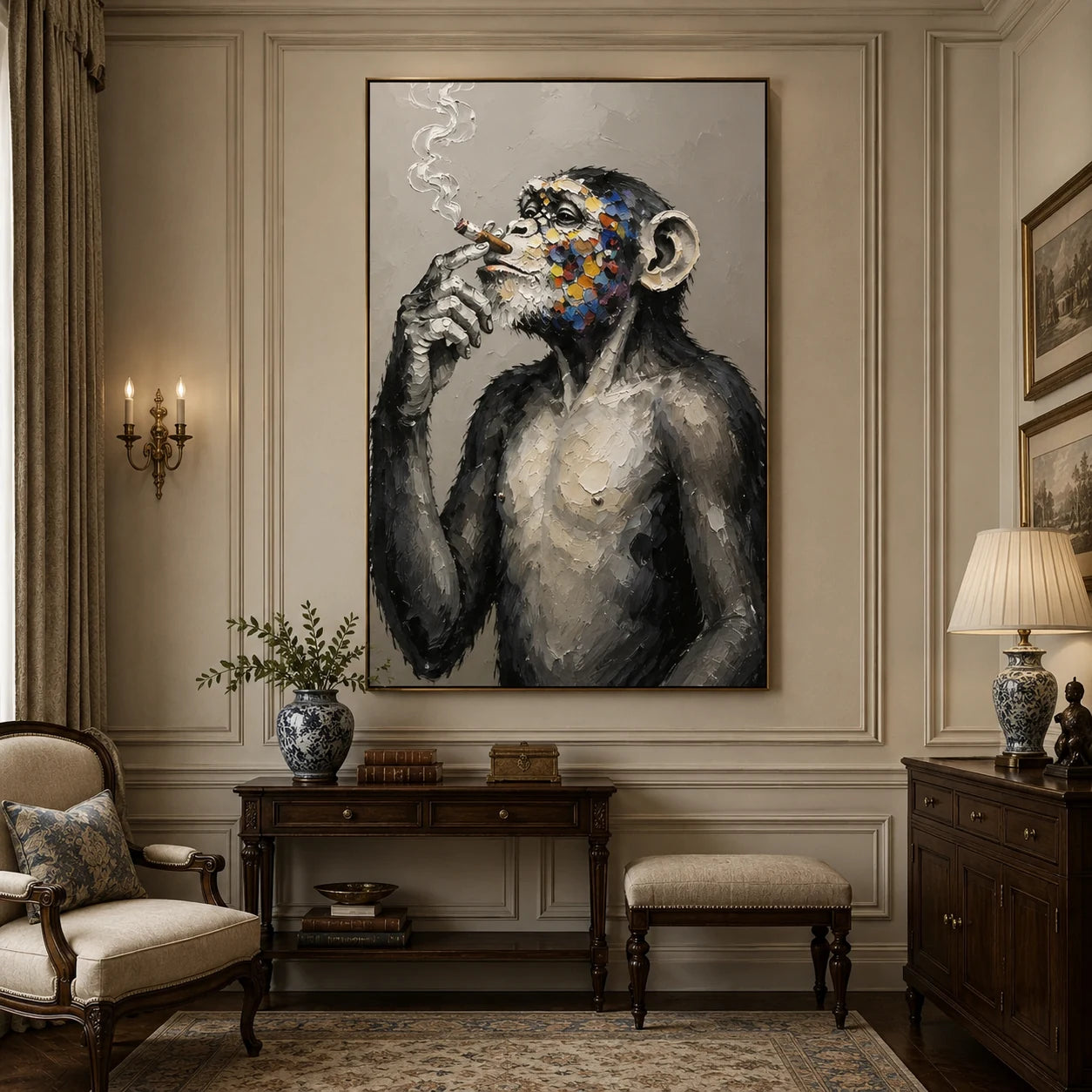 Meditation - hand-painted animal oil painting on canvas by Realoilart