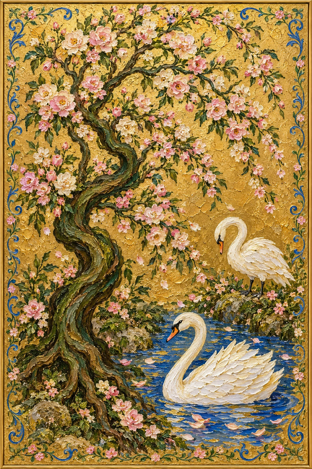 Swan Garden - original oil painting