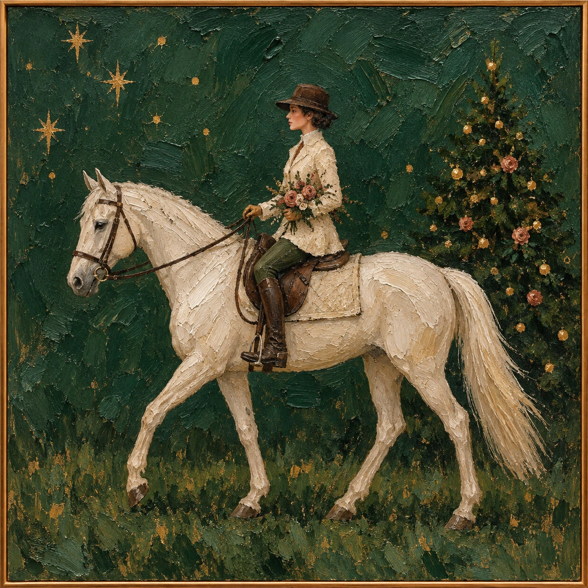 Flowers in Transit — Equestrian oil painting