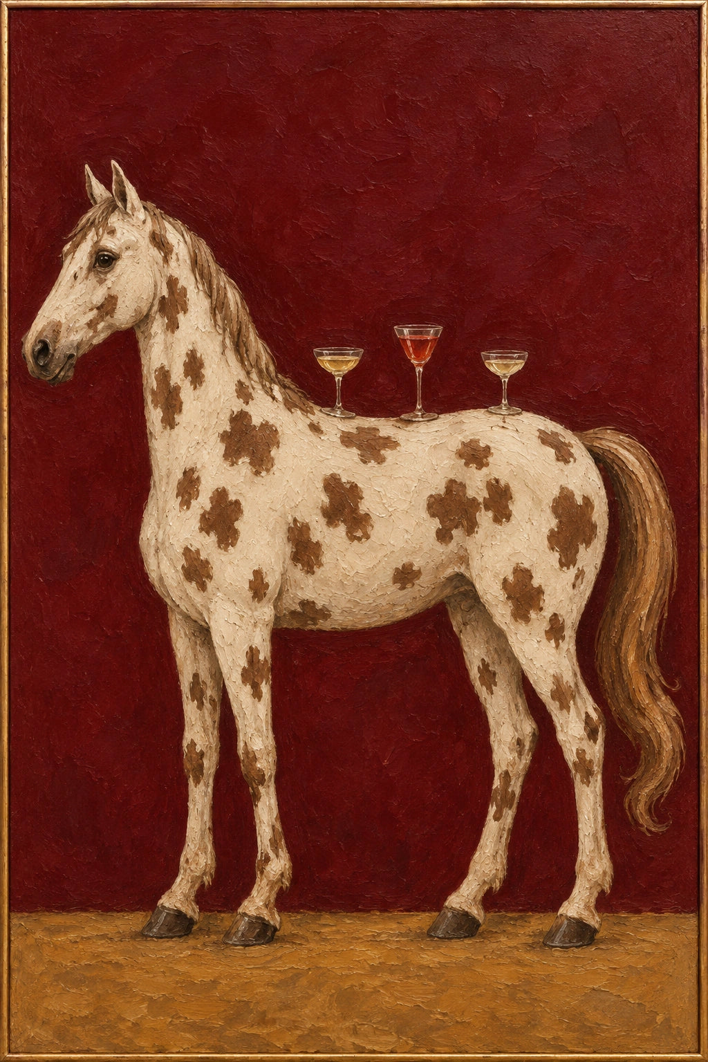 Spotted Revelry — Equestrian oil painting