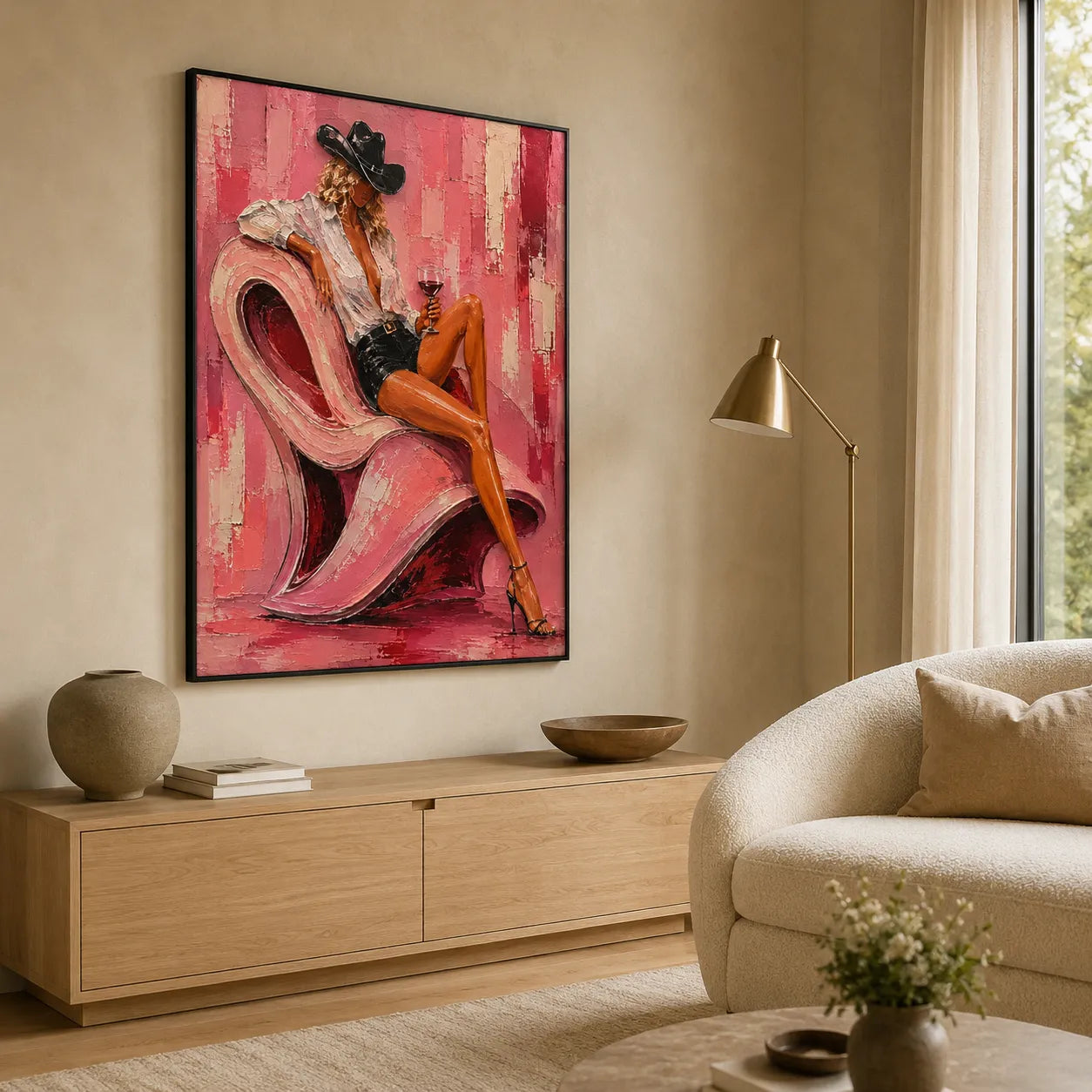 Pink Lounge Cowgirl - styled interior preview 1
