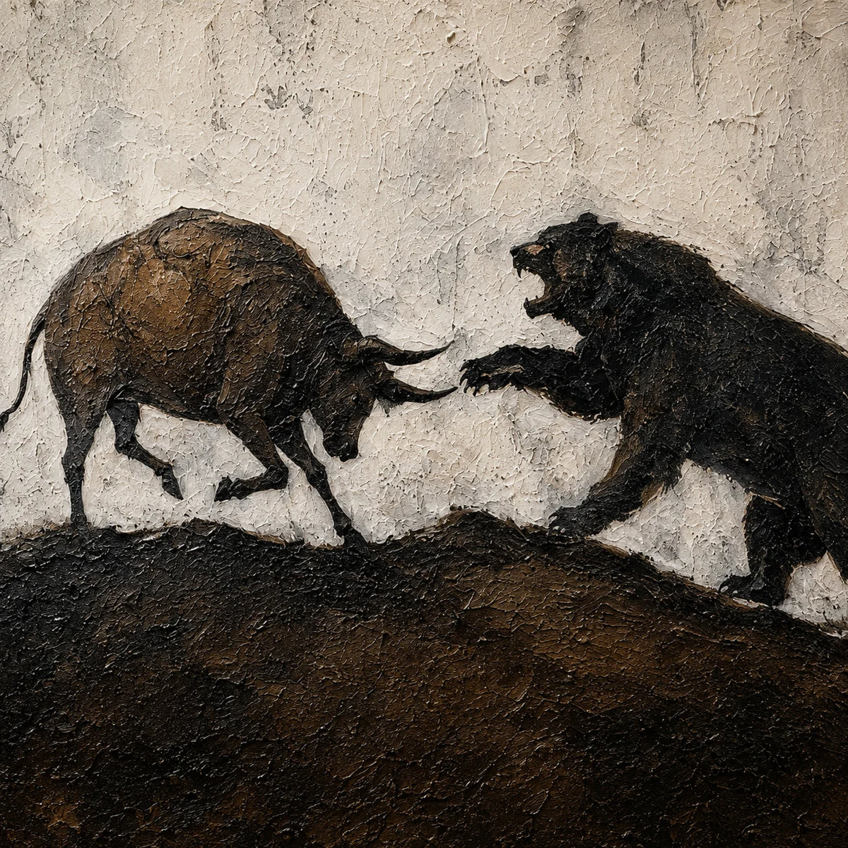 Wild Confrontation - hand-painted animal oil painting on canvas detail 7 by Realoilart